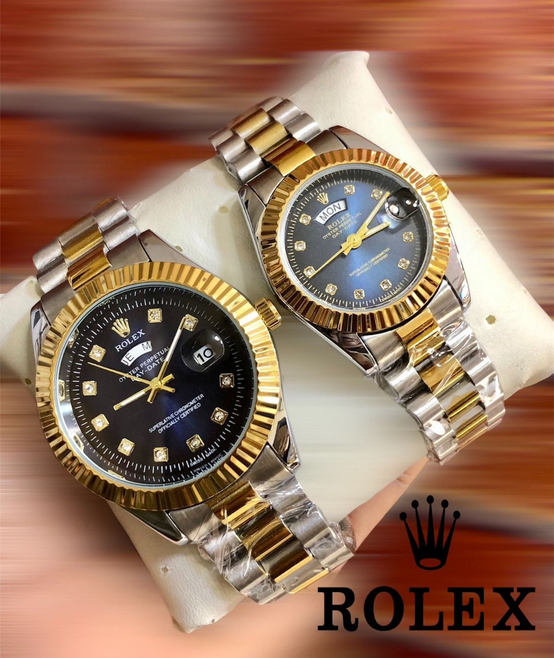 Rolex Stainless Steel Couple Watch With Rolex Box