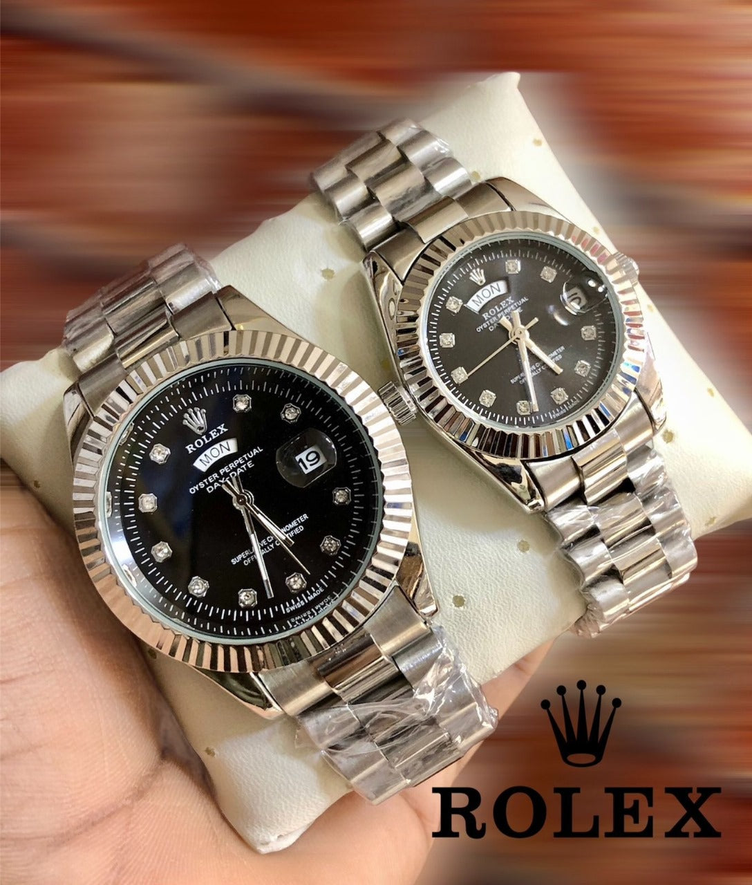 Rolex Stainless Steel Couple Watch With Rolex Box