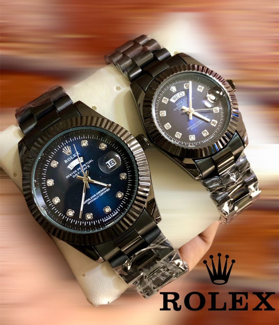 Rolex Stainless Steel Couple Watch With Rolex Box