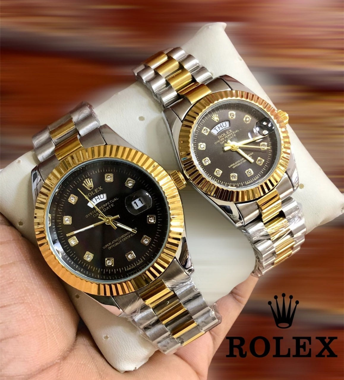 Rolex Stainless Steel Couple Watch With Rolex Box