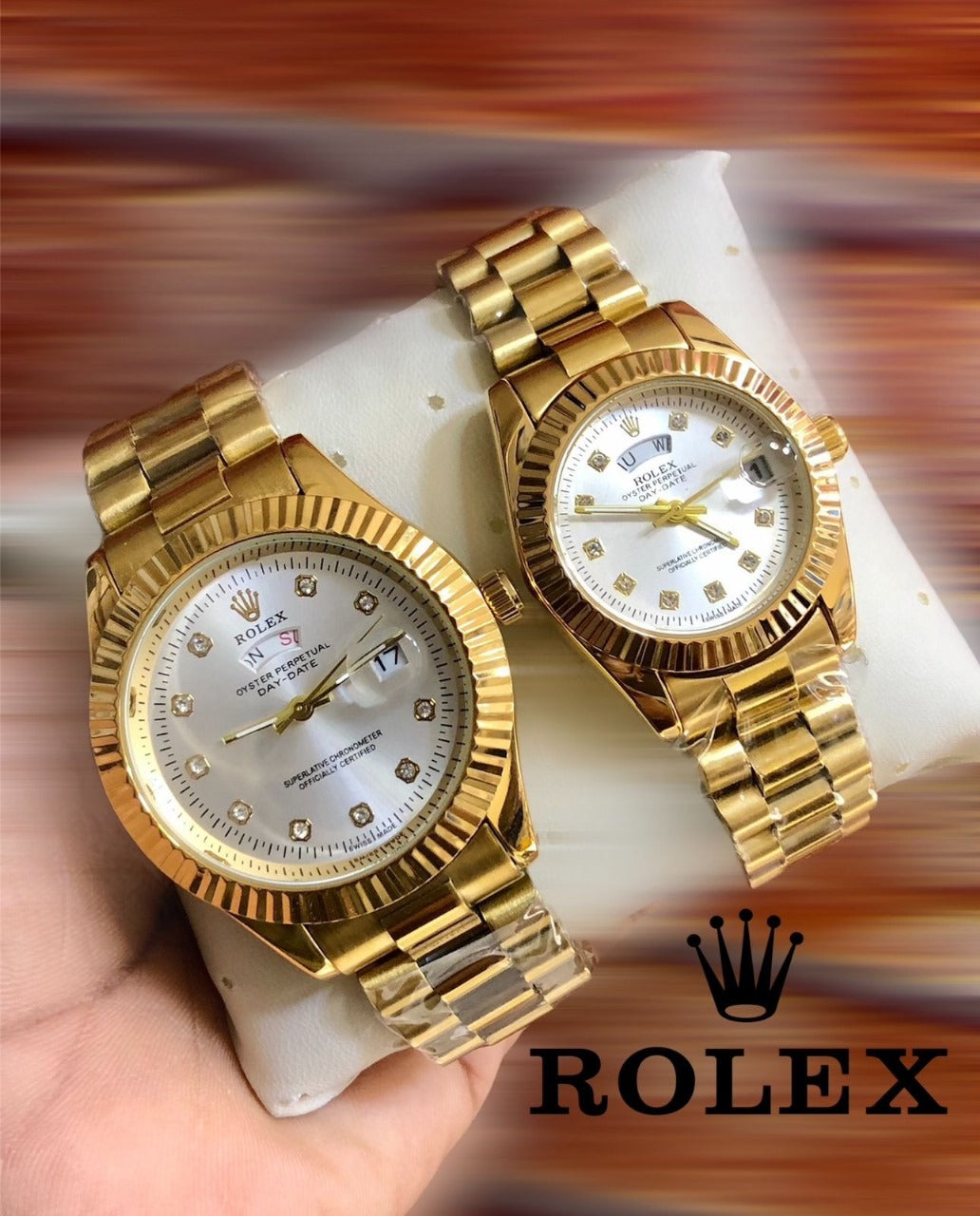 Rolex Stainless Steel Couple Watch With Rolex Box