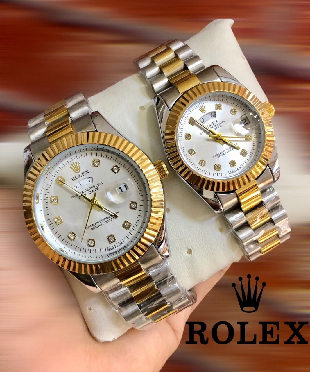 Rolex Stainless Steel Couple Watch With Rolex Box
