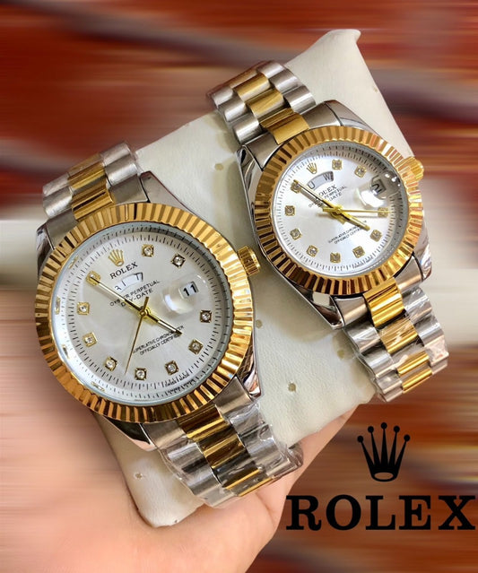 Rolex Stainless Steel Couple Watch With Rolex Box
