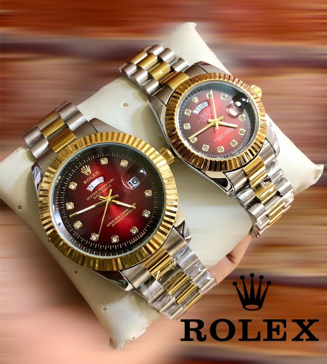 Rolex Stainless Steel Couple Watch With Rolex Box