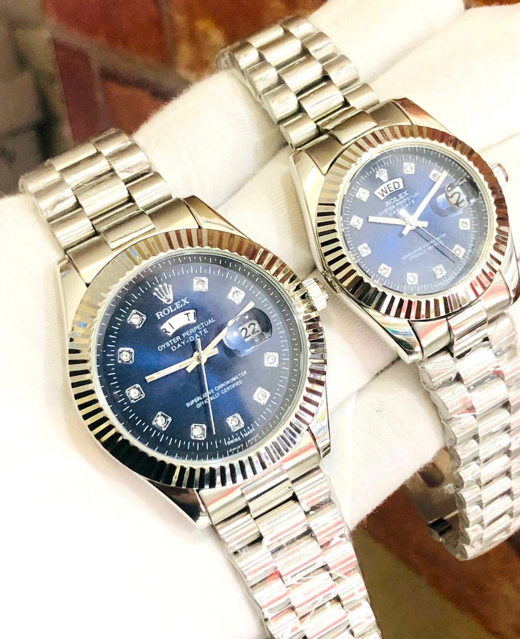 Rolex Stainless Steel Couple Watch With Rolex Box